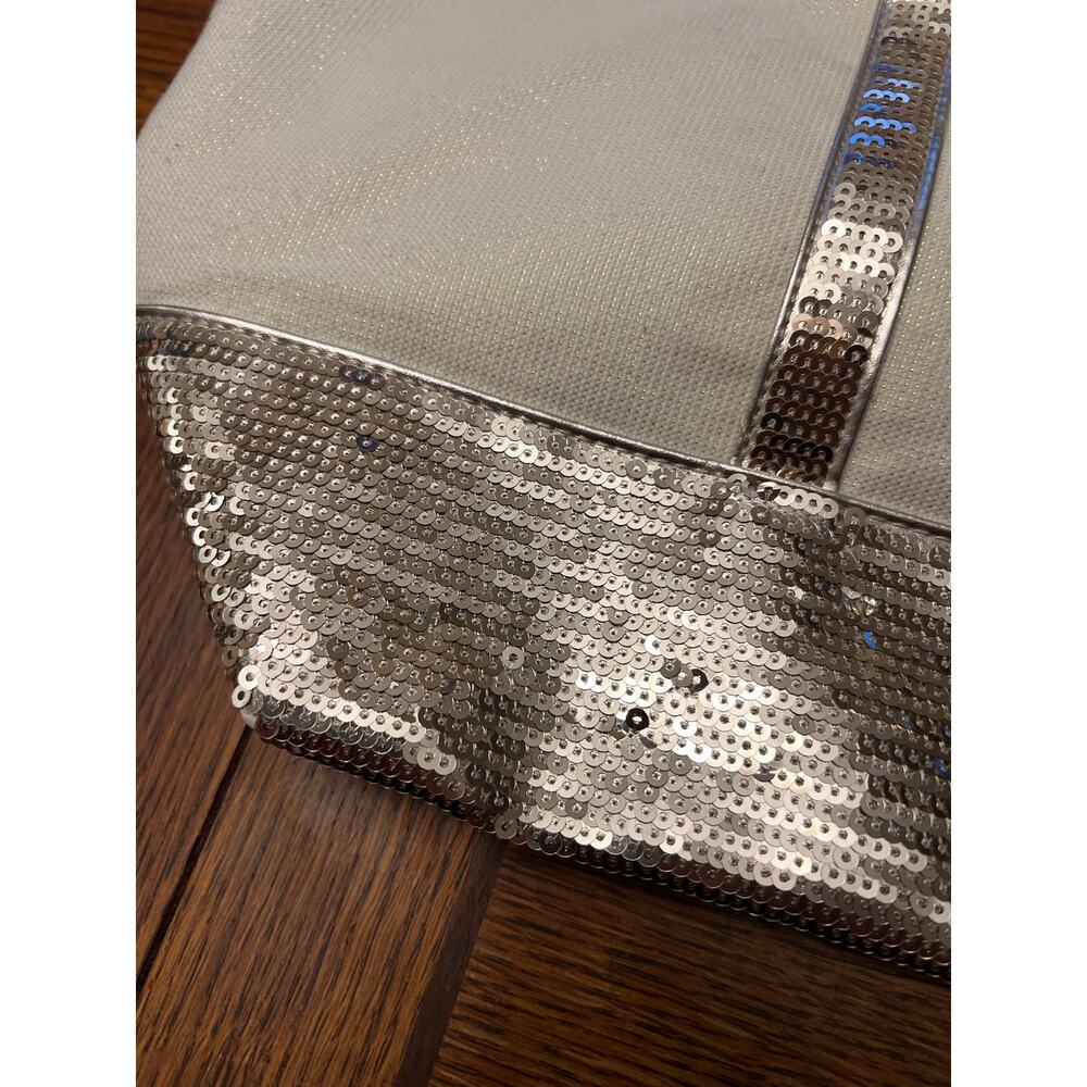 VS Victoria’s Secret Large Silver Sequin Canvas Tote Bag - Picture 6 of 13